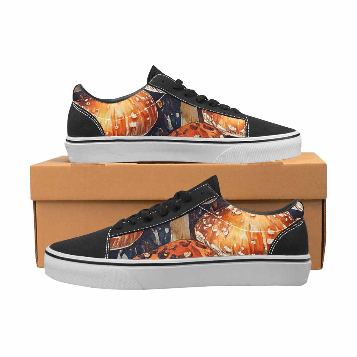 WOMEN'S Mushrooms Lace-Up Canvas Cottagecore Custom Sneakers
