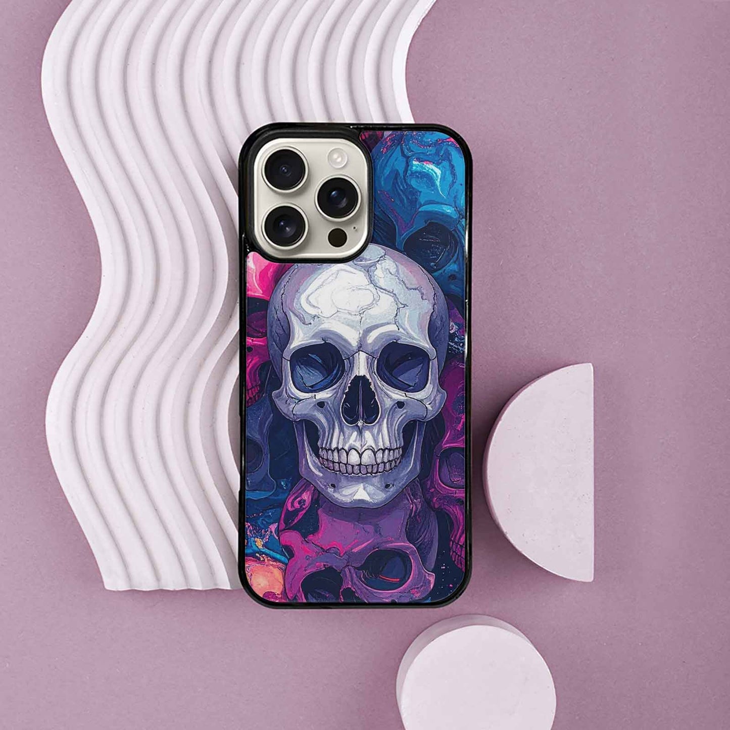 iPhone 16 Pro Max Case — Marble Skull Custom Personalized Phone Cover, Original Design Phone Case