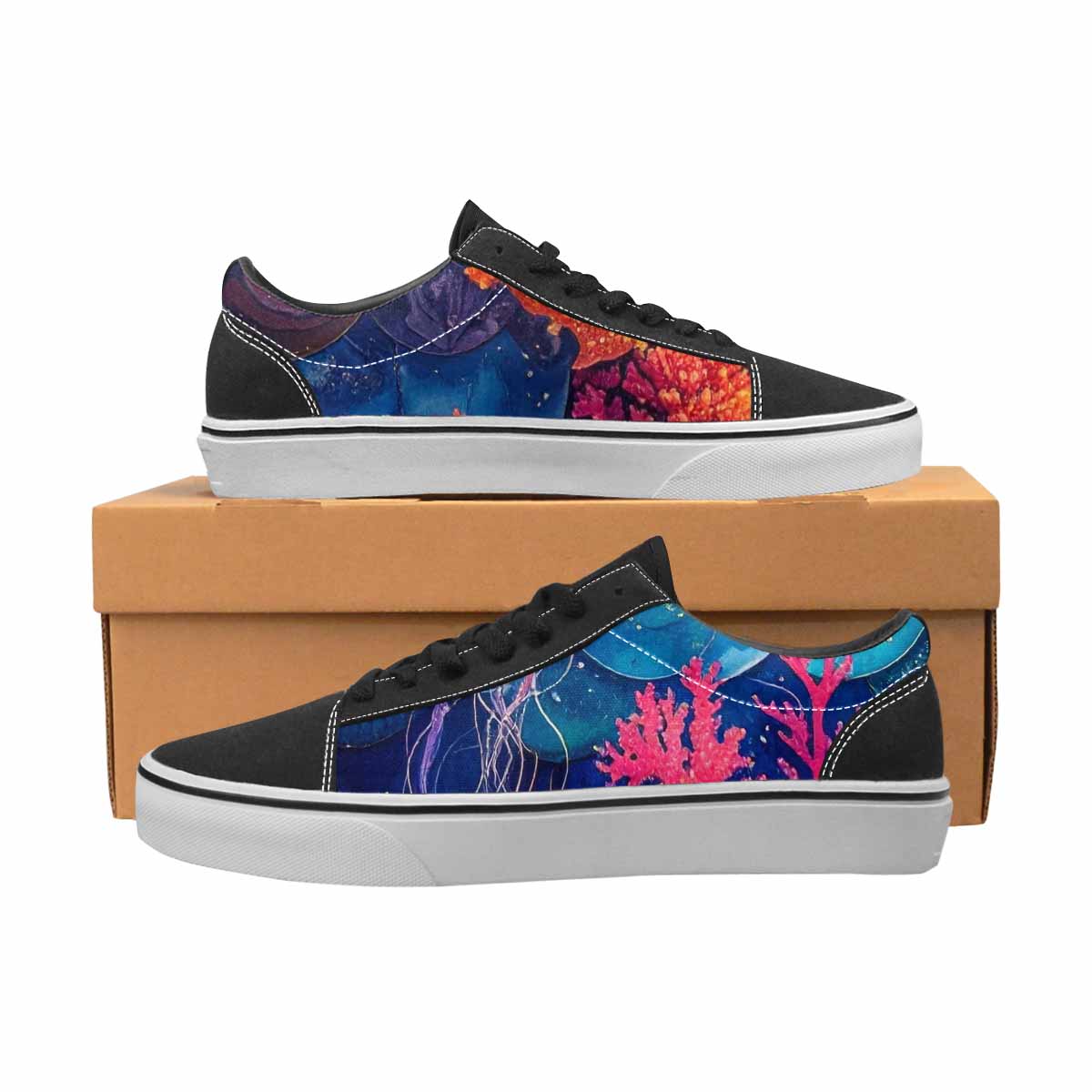 MEN'S Fish Scale Coral Canvas Lace-Up Neon Fantasy Custom Sneakers