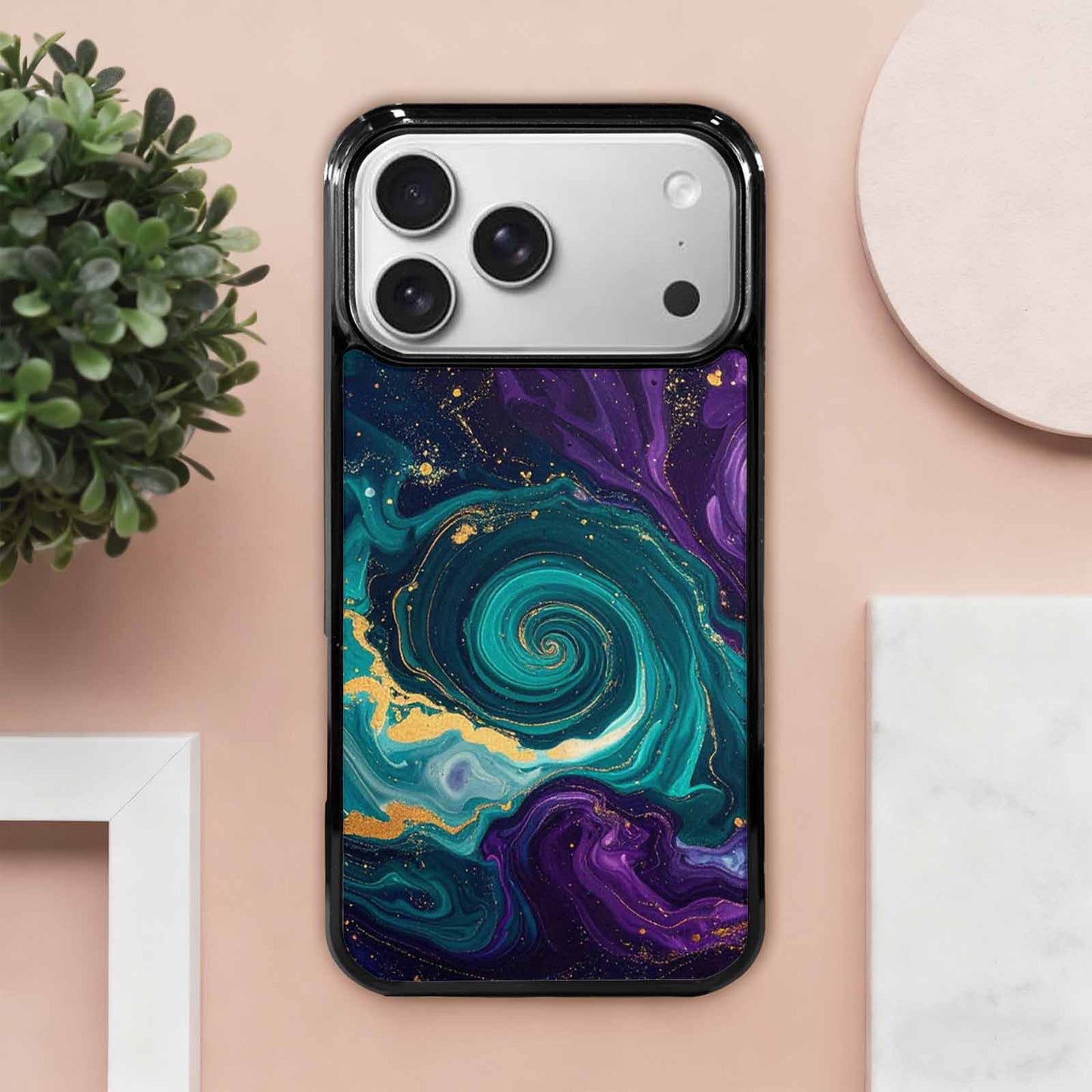 iPhone 17 Pro Max Case — Marbled Swirl Texture Blended Galaxy Space, Customized Protective Case