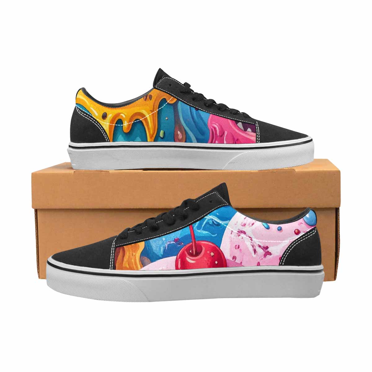 MEN'S Melting Icecream Monster Cherry Canvas Lace-Up Dreamcore Custom Shoes