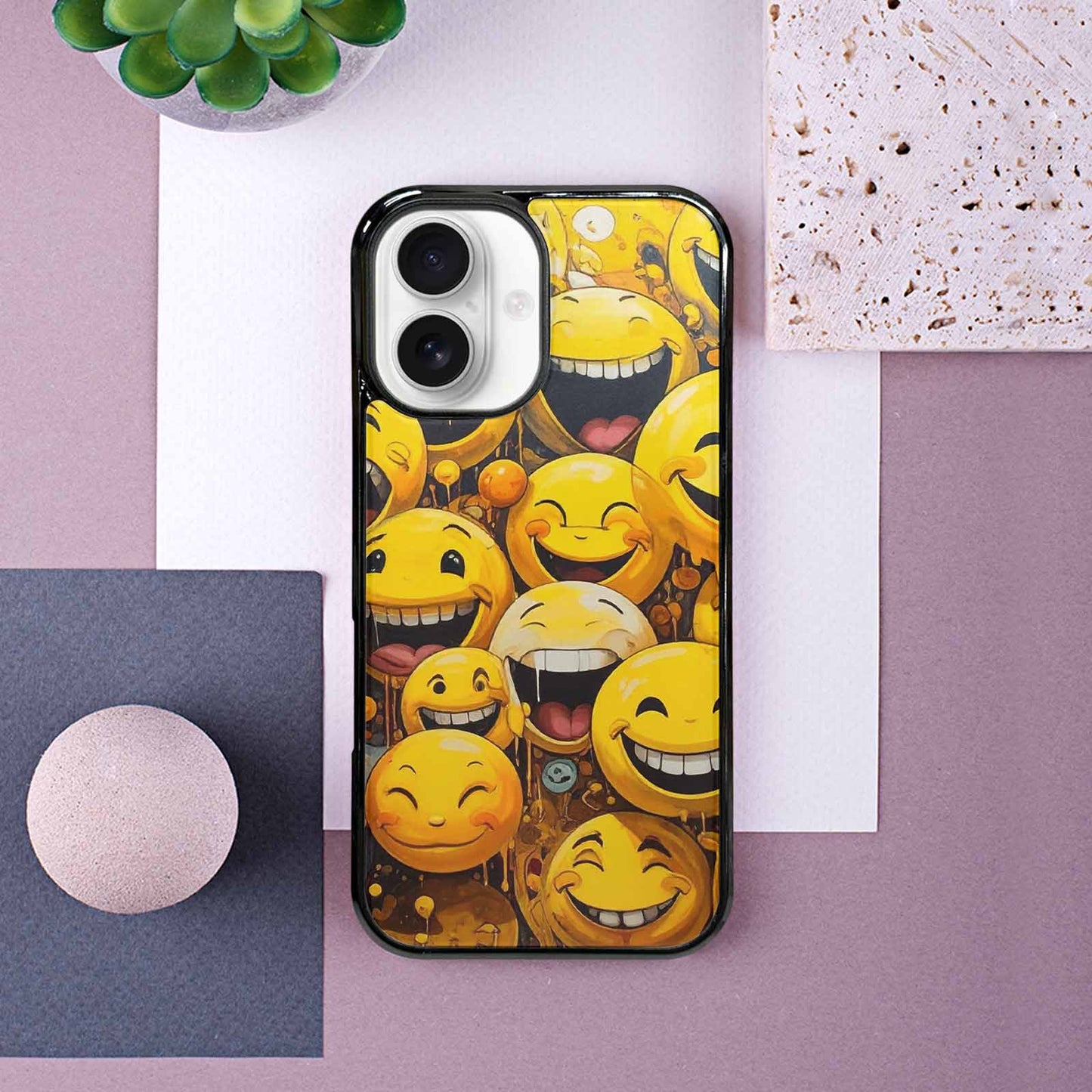 iPhone 16 Case — Melting Moon Smiley Red Splatt Pvn, Personalized Phone Case