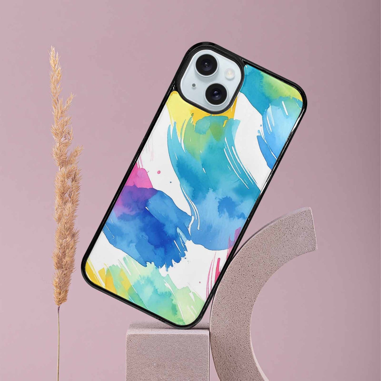 iPhone 15 Plus Case — Trans Strong Watercolor Seamless Pattern Vibrant, Customized Protective Case