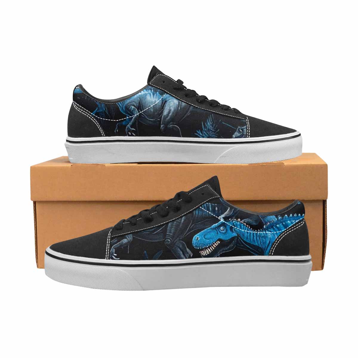 WOMEN'S Dinosaur Burst Lace-Up Canvas Vivid Custom Sneakers