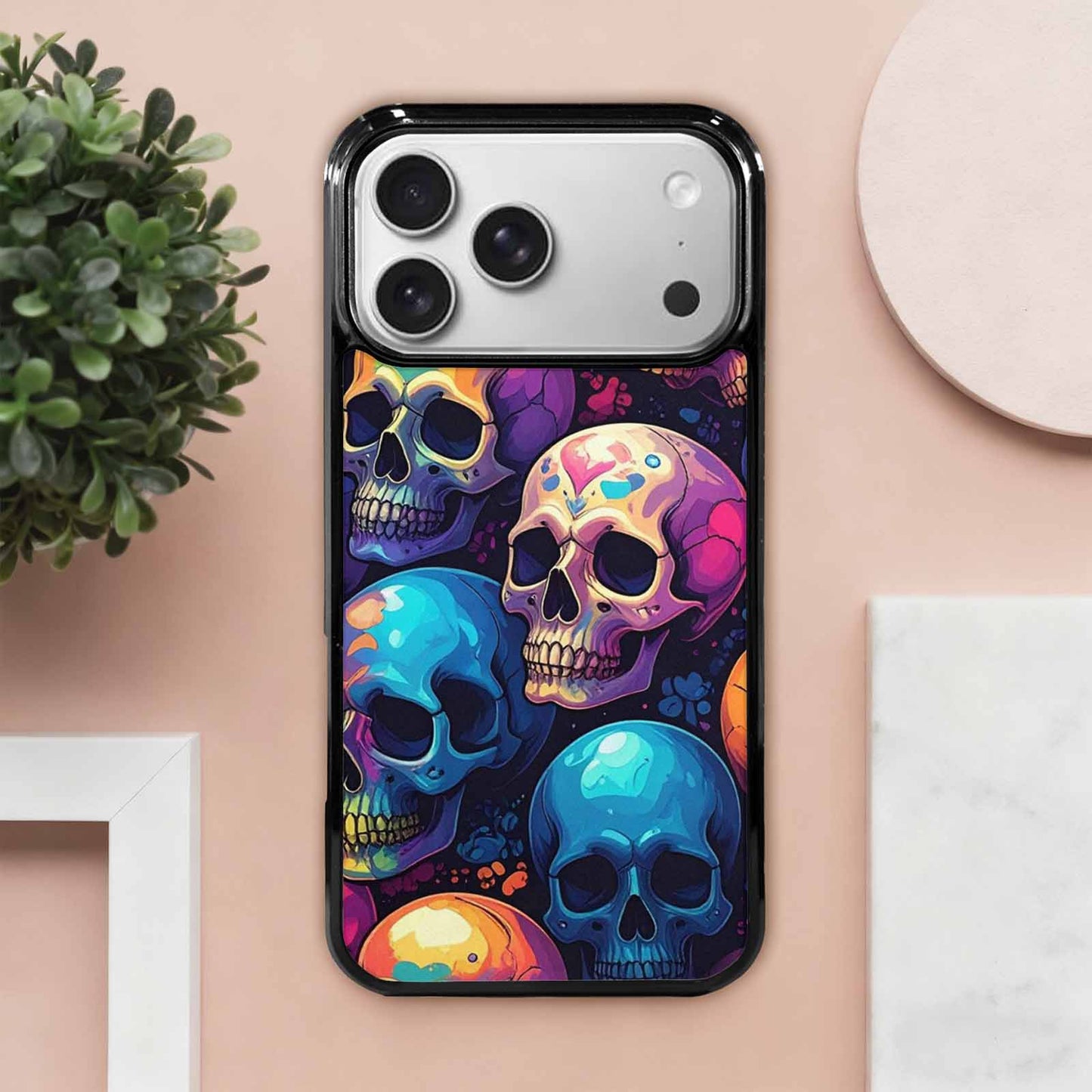 iPhone 17 Pro Max Case — Iridescent Millions Of Gothic Skulls, Custom Designed Case Cover
