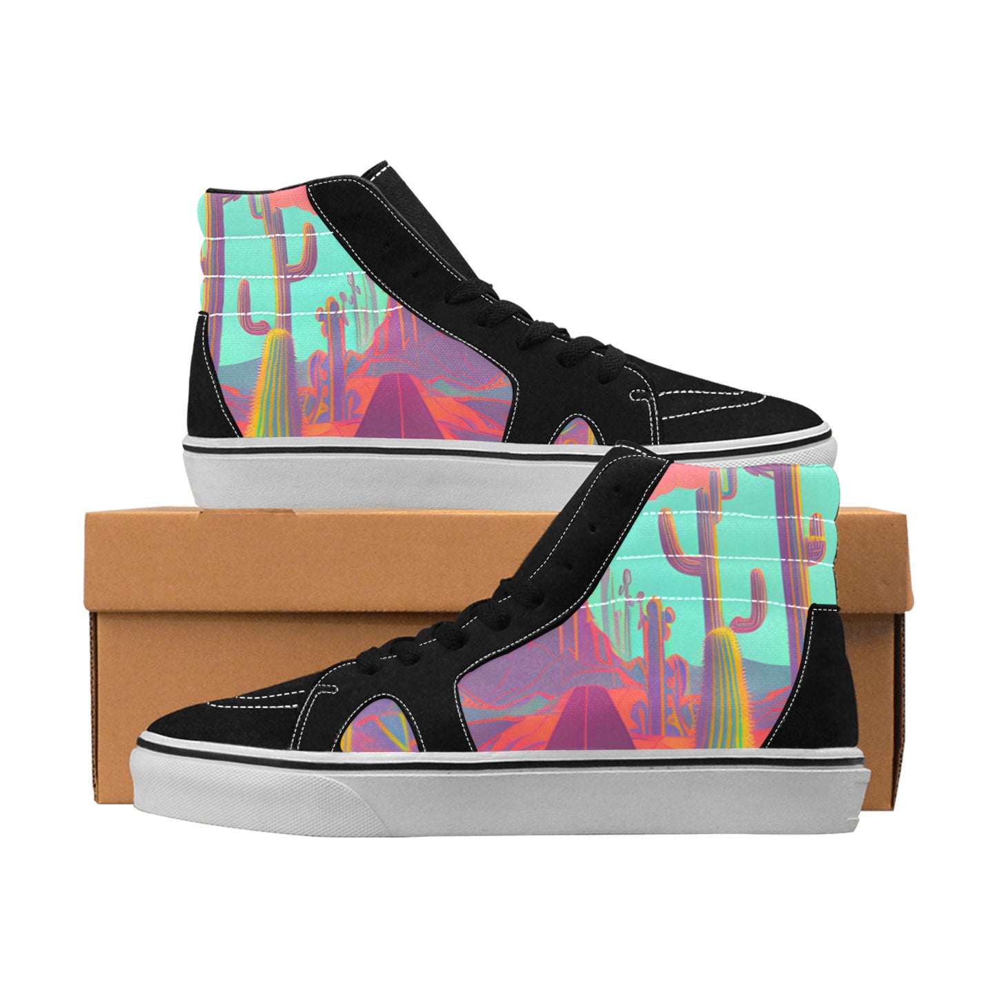 MEN'S Trippy Psychedelic Artwork Desert High Top Skateboarding Y2K Shoes