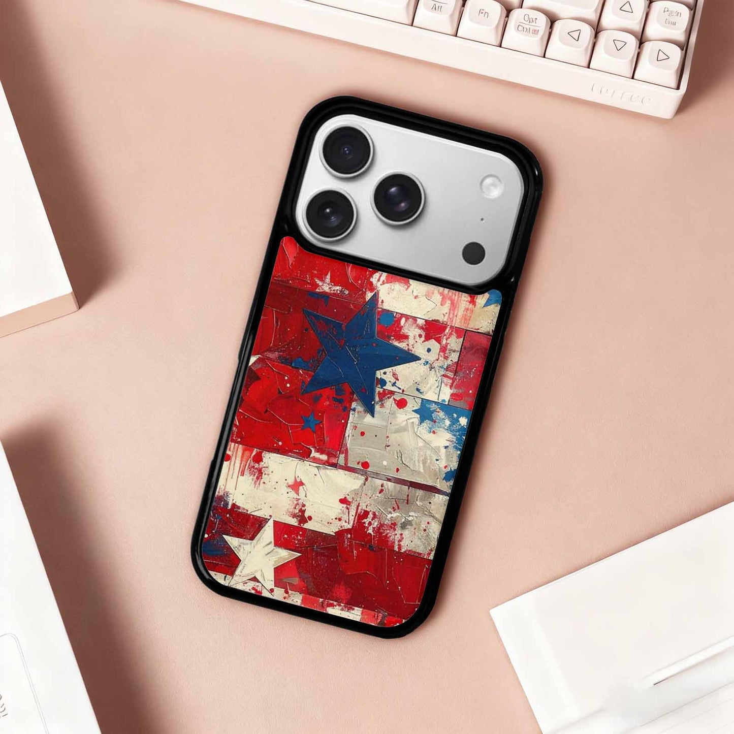 iPhone 17 Pro Case — Patriotic Stars And Stripes American Galaxy, Custom Designed Case Cover