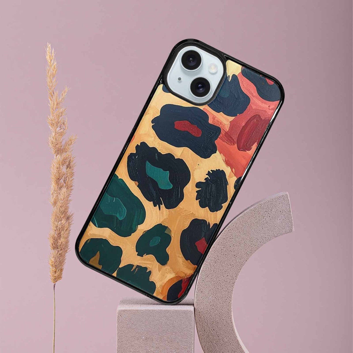 iPhone 15 Plus Case — Leopard Wallpaper Print, Original Design Phone Case