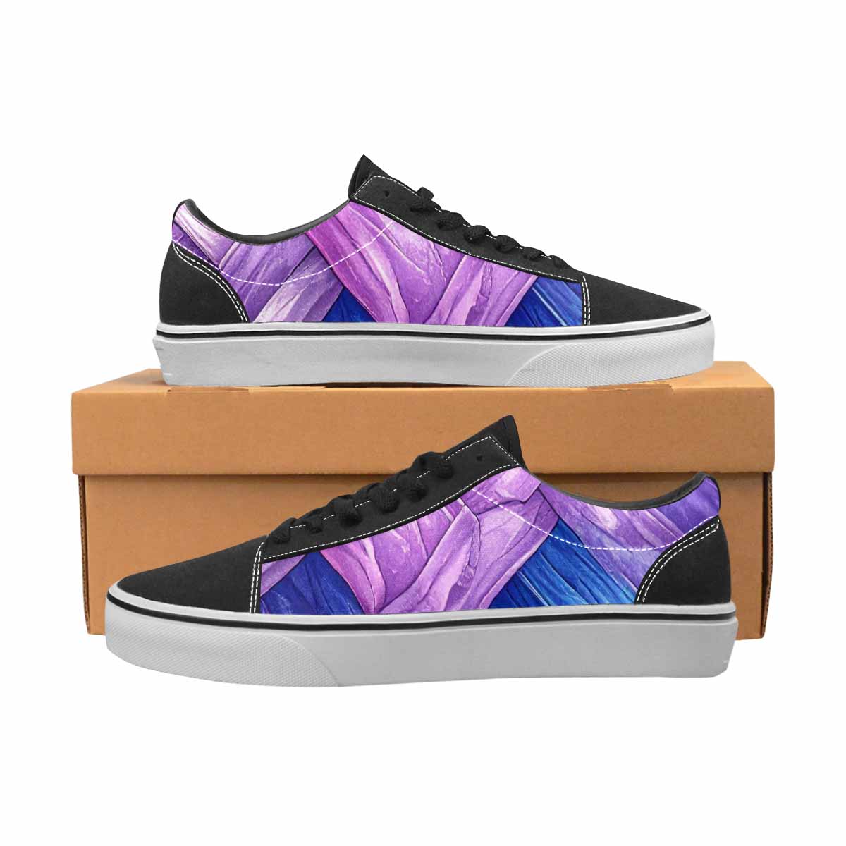 WOMEN'S Bisexual Flag Color Canvas Lace-Up Dark Academia Custom Sneakers