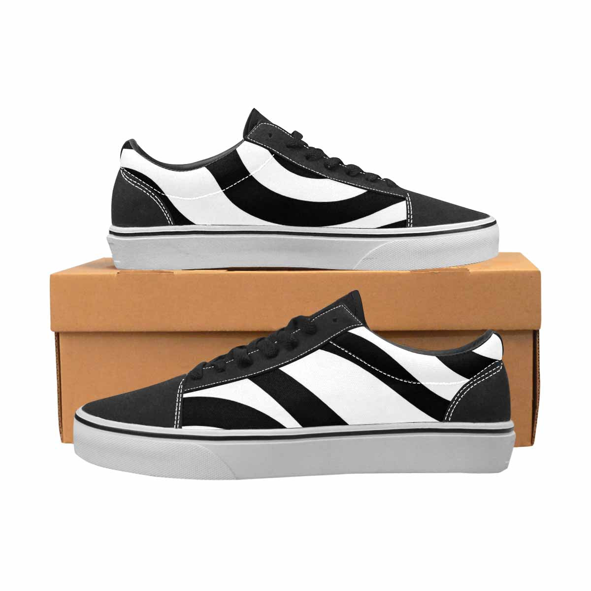 WOMEN'S Zebra Print Black White Canvas Lace-Up Aesthetic Shoes