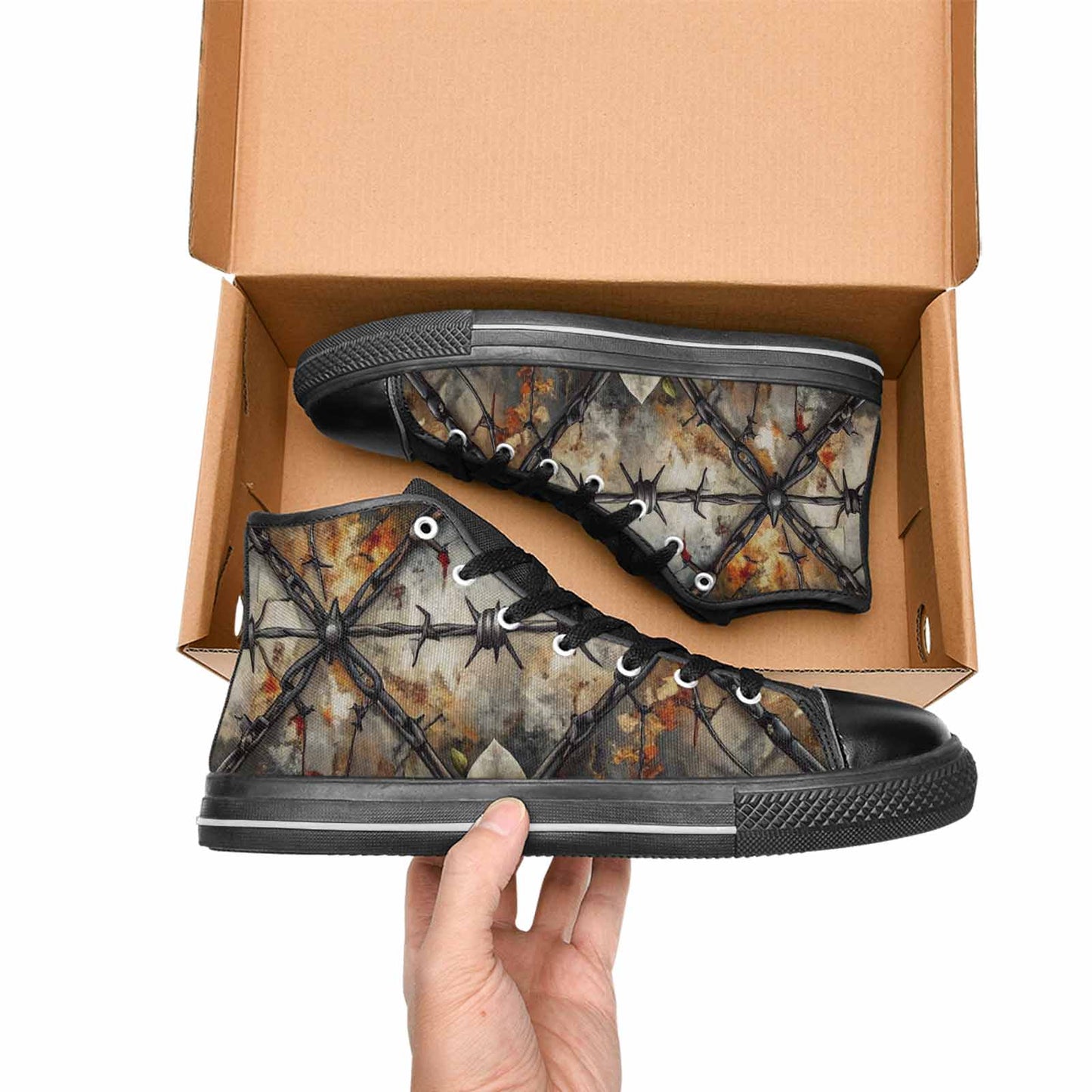 WOMEN'S Barbed Wire Chain High Top Canvas Dreamcore Sneakers