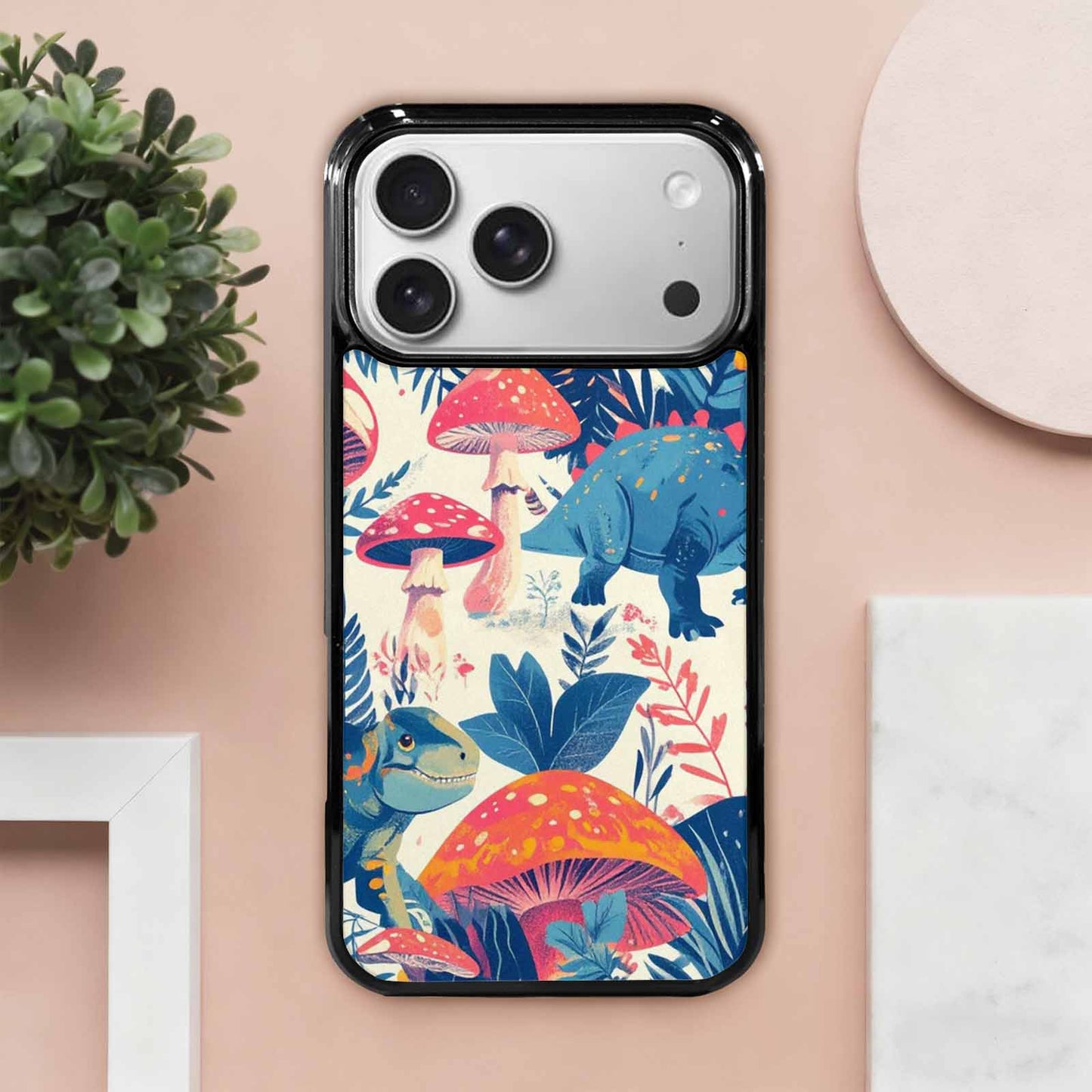 iPhone 17 Pro Max Case — Vintage Dinosaurs Mushroom Retro Vintage, Personalized Phone Case