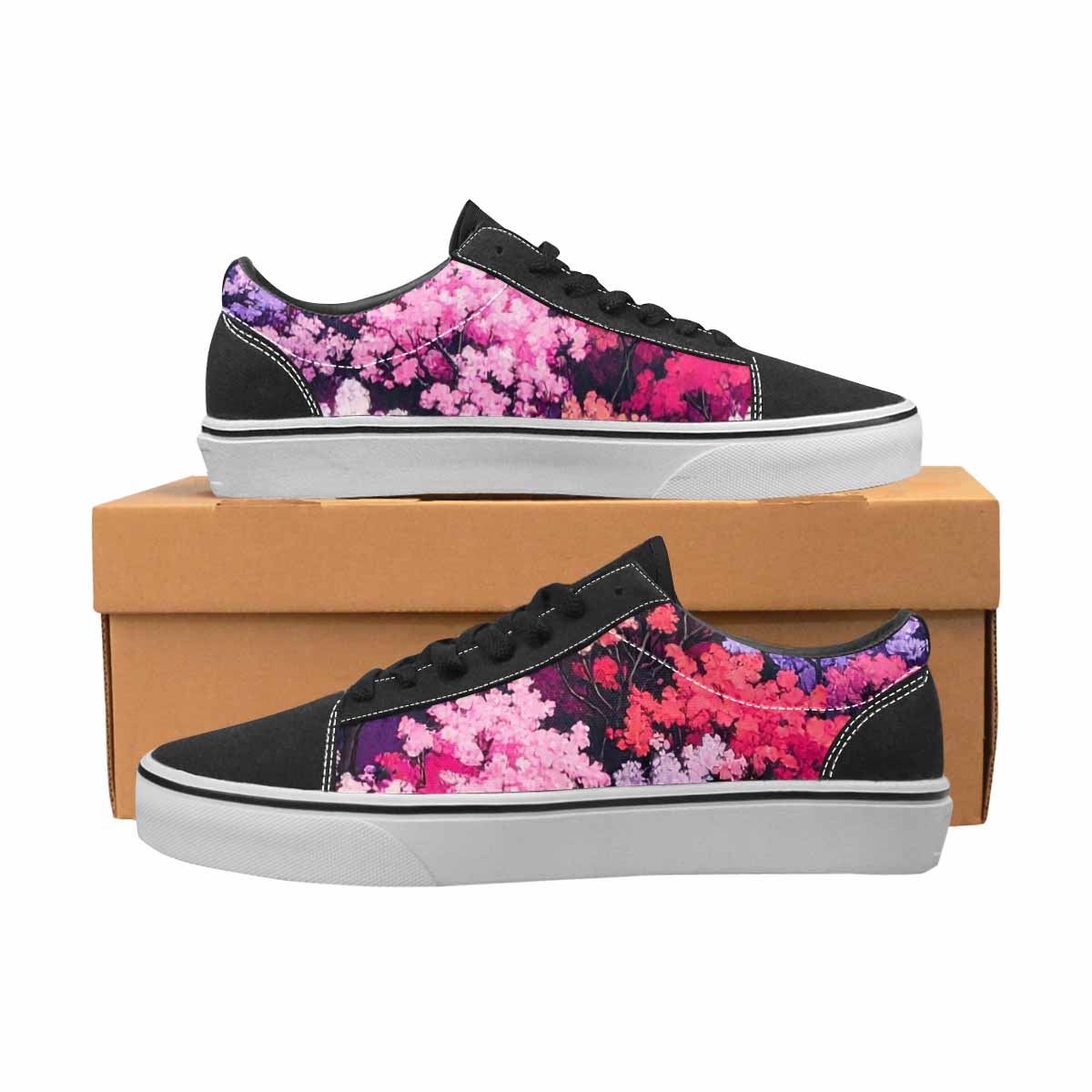 WOMEN'S Cherry Blossom Branch Cherry Lace-Up Canvas Cottagecore Custom Sneakers