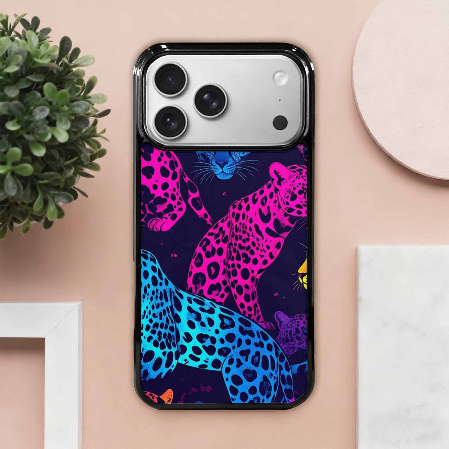 iPhone 17 Pro Max Case — Leopard Print Neon Seamless Animal Print, Custom Made Phone Cover