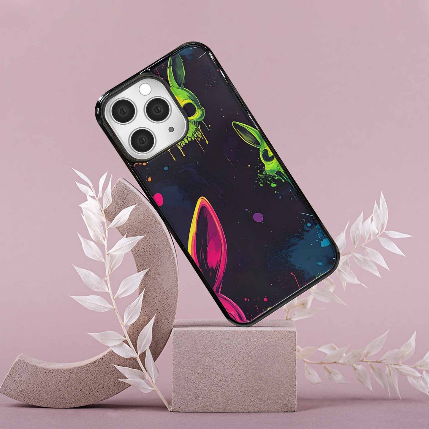 iPhone 15 Pro Max Case — Radioactive Ghost Bunny Skull Small Radioactive, Custom Art Phone Cover