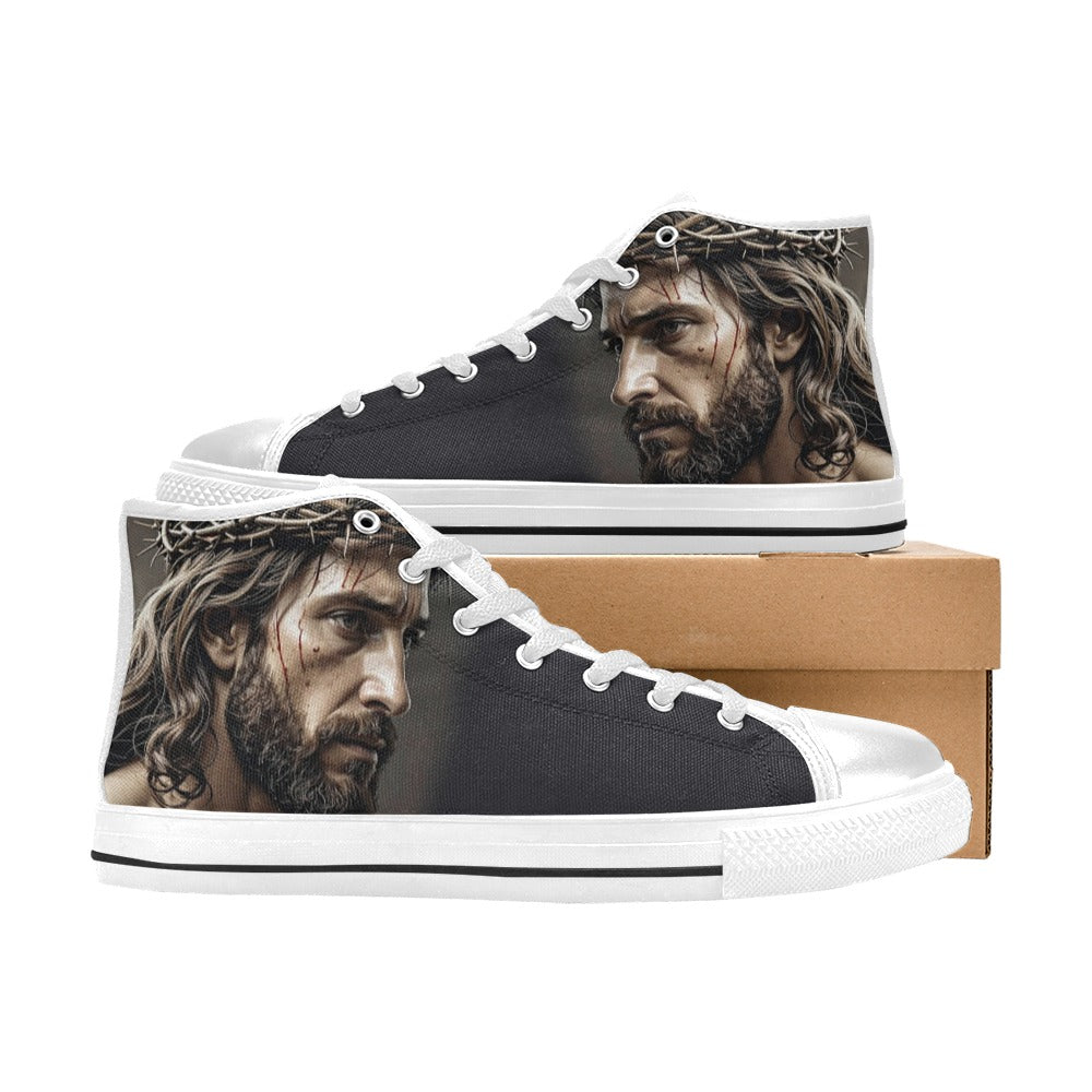 WOMEN'S Jesus_Ht_01 High Top Canvas Dark Academia Sneakers