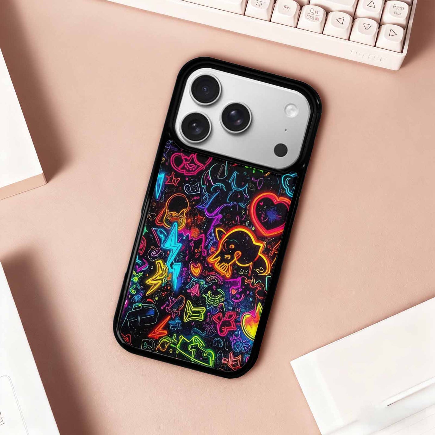 iPhone 17 Pro Case — Neon Glow Sticker Icon Collage Original, Custom Made Phone Cover