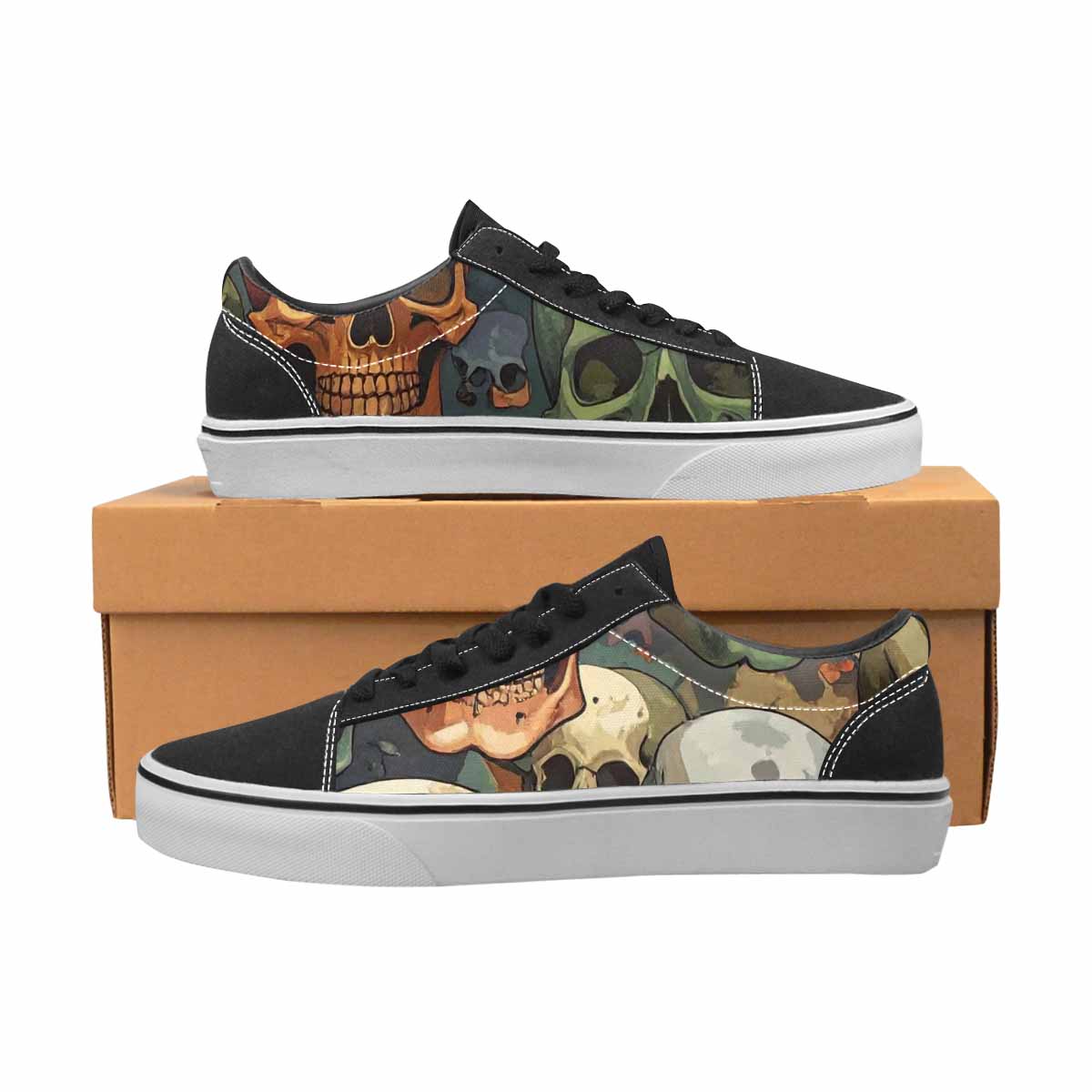 WOMEN'S Skulls Camo Skulls Lace-Up Canvas Vivid Sneakers