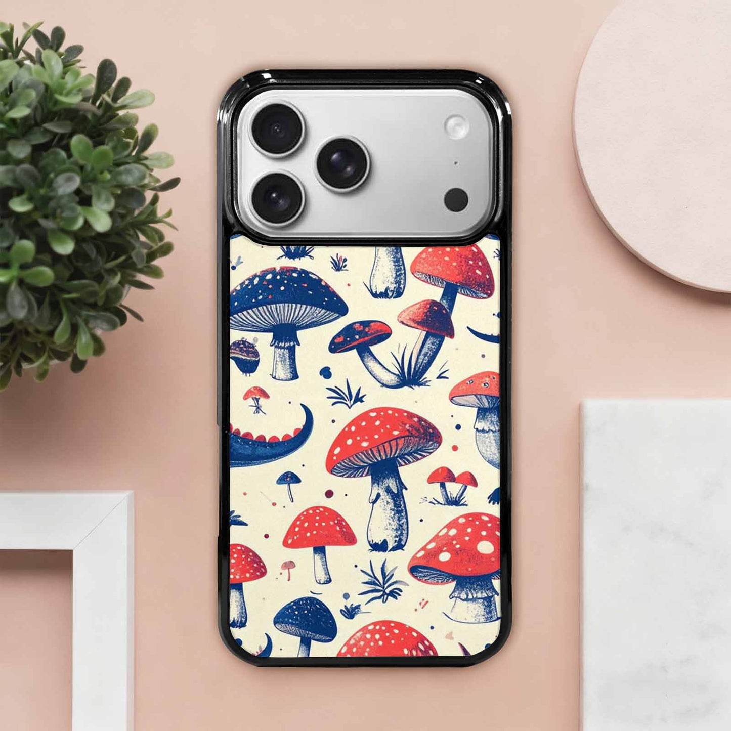 iPhone 17 Pro Max Case — Vintage Dinosaurs Mushroom Retro Vintage, Custom Print Case Cover