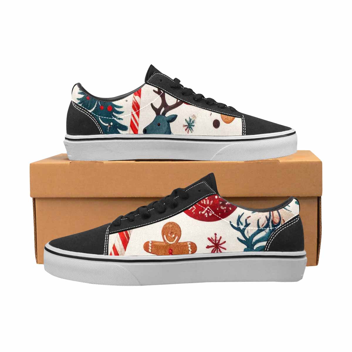 WOMEN'S Christmas Holly Snowflake Canvas Lace-Up Dark Academia Custom Shoes