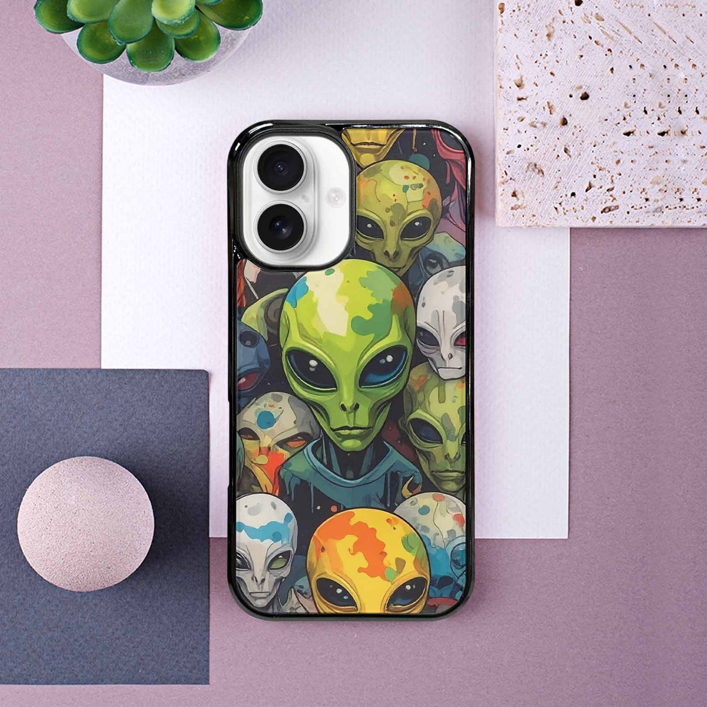 iPhone 16 Case — Aliens Camo Aliens Pattern Hundreds Of, Personalized Phone Case
