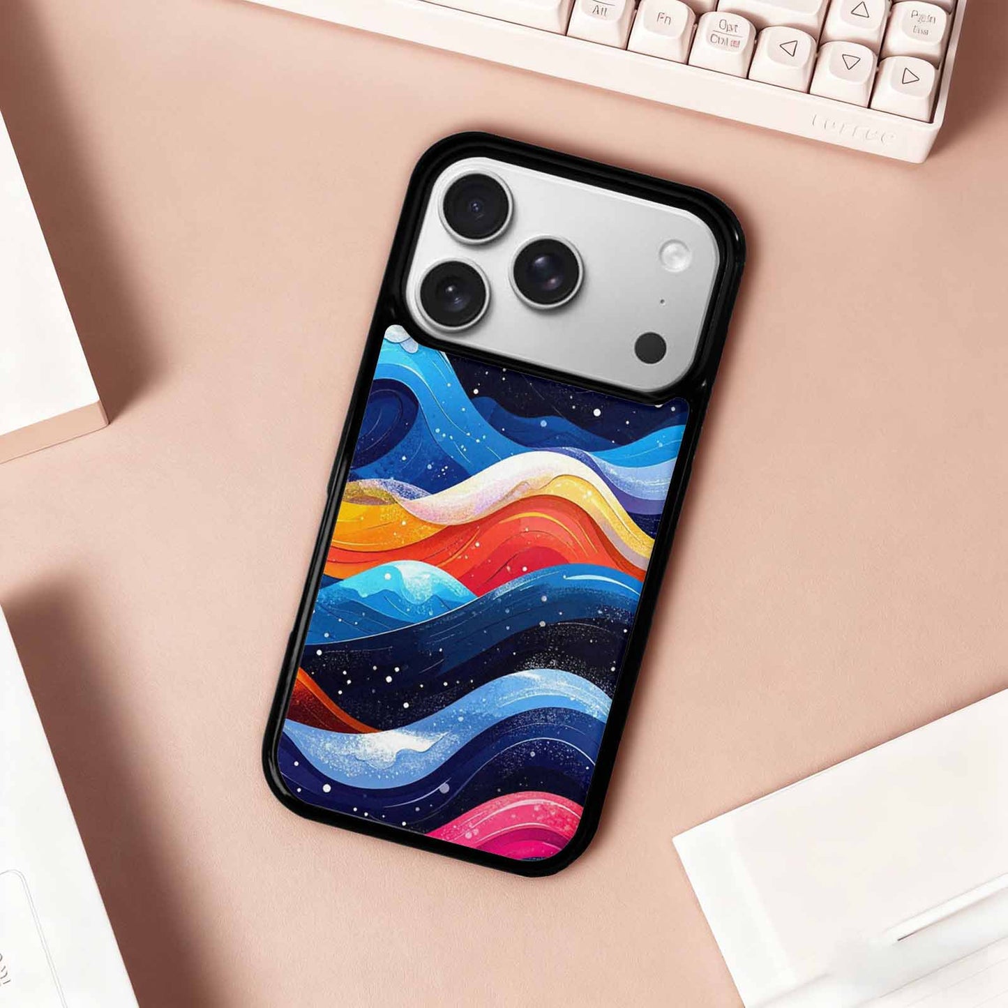 iPhone 17 Pro Case — Glossy Winter Wave Seamless Cartoon Cute, Custom Made Phone Cover
