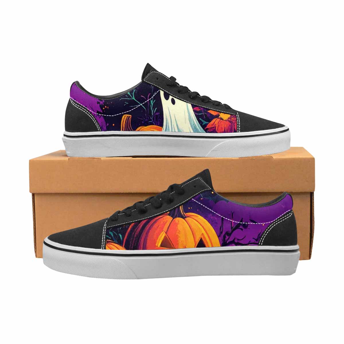 WOMEN'S Halloween Print Canvas Lace-Up Grunge Custom Sneakers