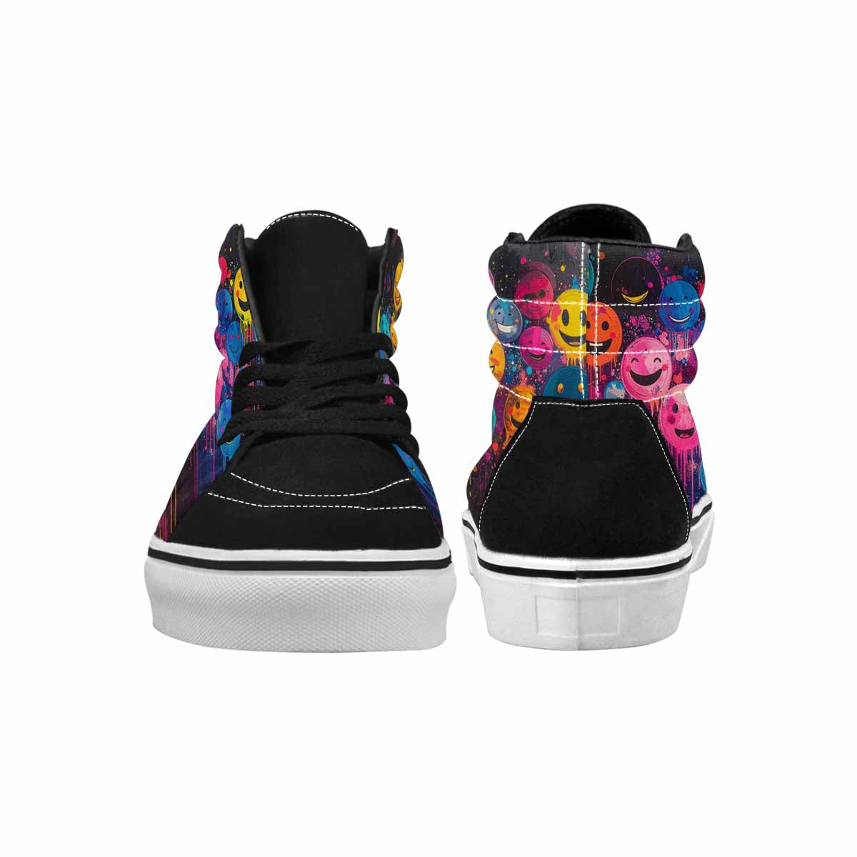 MEN'S Smiley Face High Top Canvas Wearable Art Wallpaper Art Custom Streetwear Shoes