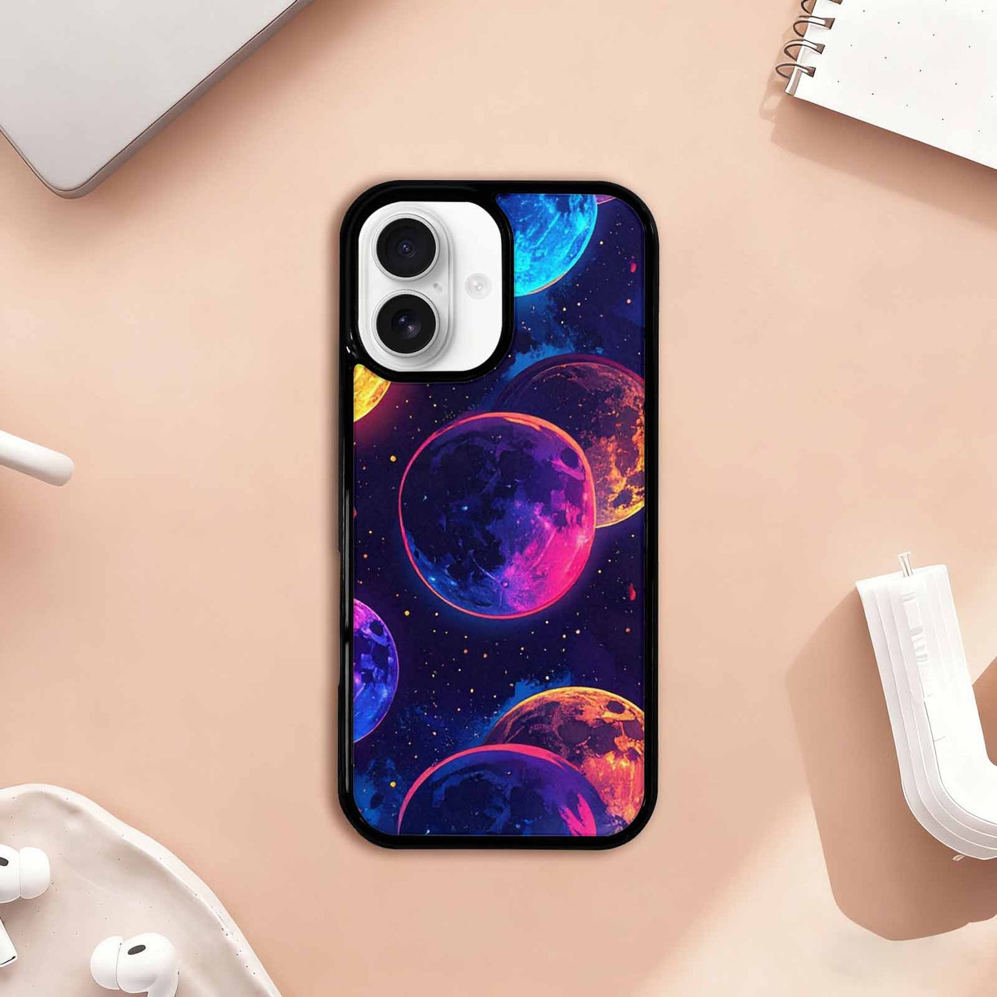 iPhone 17 Case — Neon Winter Moon Cartoon Cute, Custom Designed Case Cover