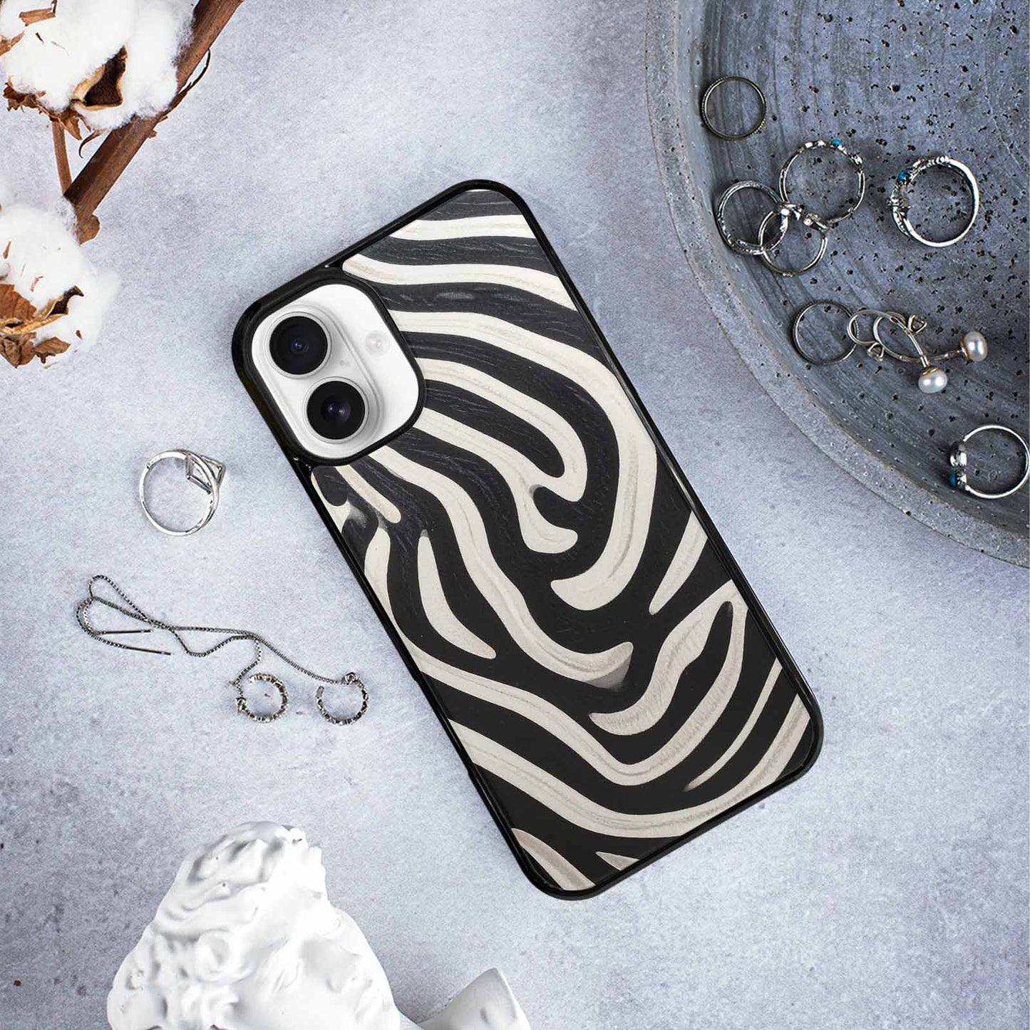 iPhone 16 Plus Case — Modern Zebra Stripe Solid, Custom Art Phone Cover