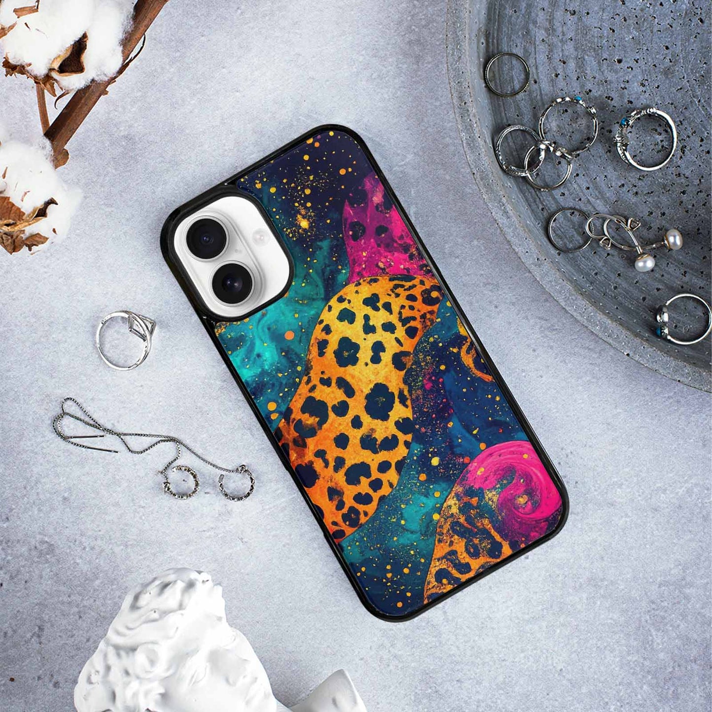 iPhone 16 Plus Case — Leopard Print Galaxy, Custom Print Case Cover