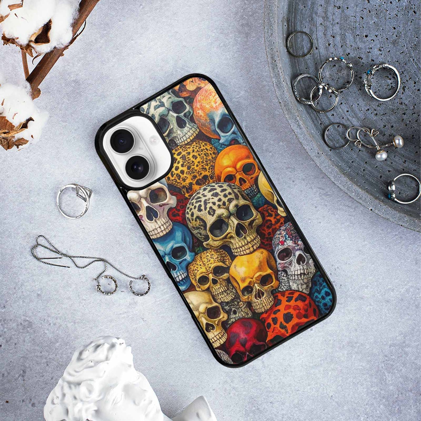 iPhone 16 Plus Case — Skulls Animal Printskulls Patt Ddn, Unique Phone Case Design