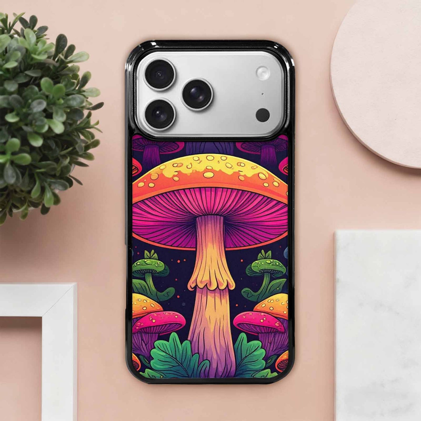 iPhone 17 Pro Max Case — Psychedelic Mushroom Cartoon Pattern Cartoon Cute, Custom Made Phone Cover