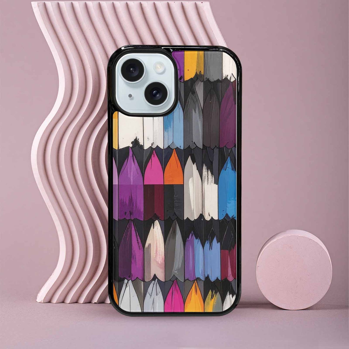 iPhone 15 Case — Asexual Flag Color Theme Small Rainbow, Customized Protective Case