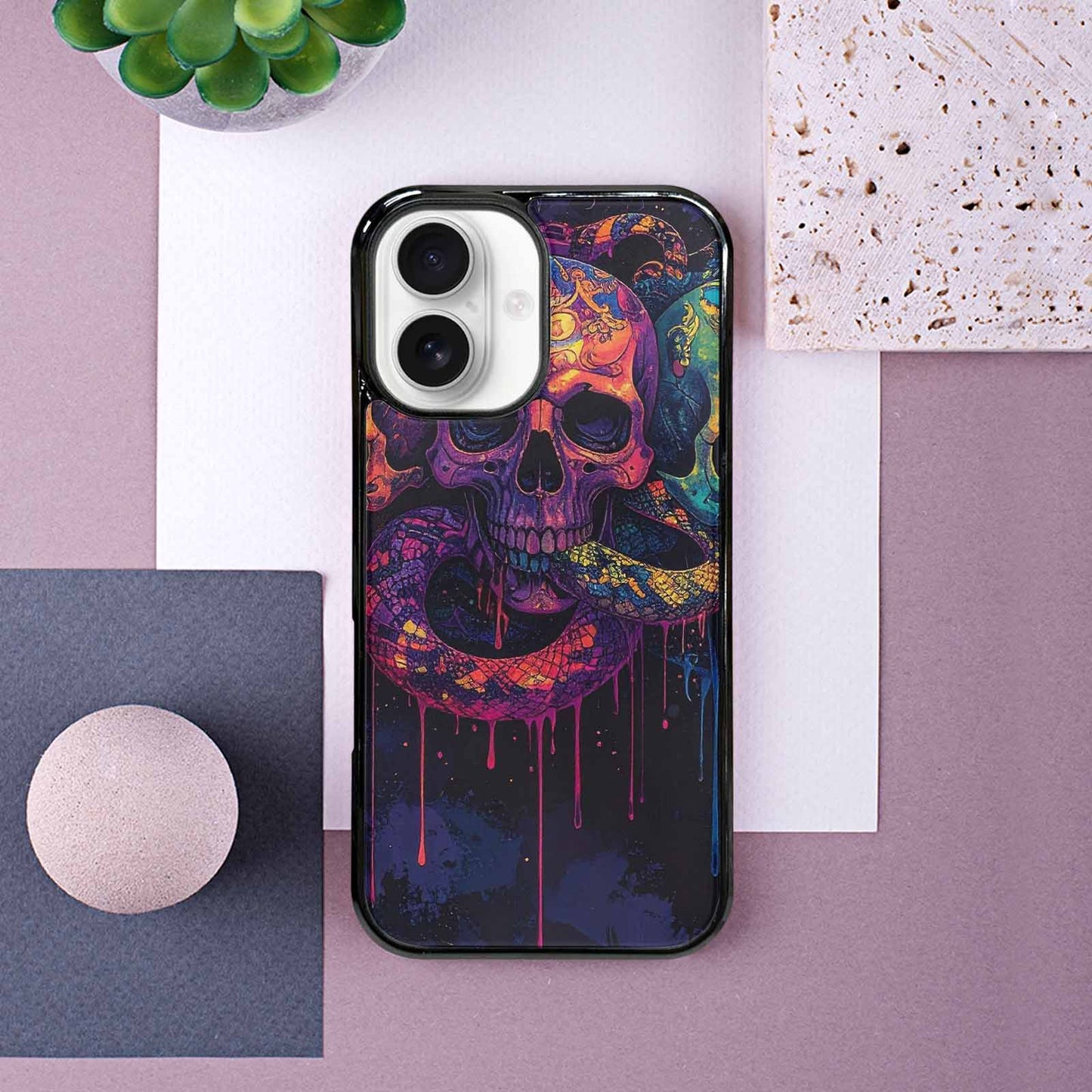 iPhone 16 Case — Snakes And Skulls And Snakes Skulls, Custom Art Phone Cover