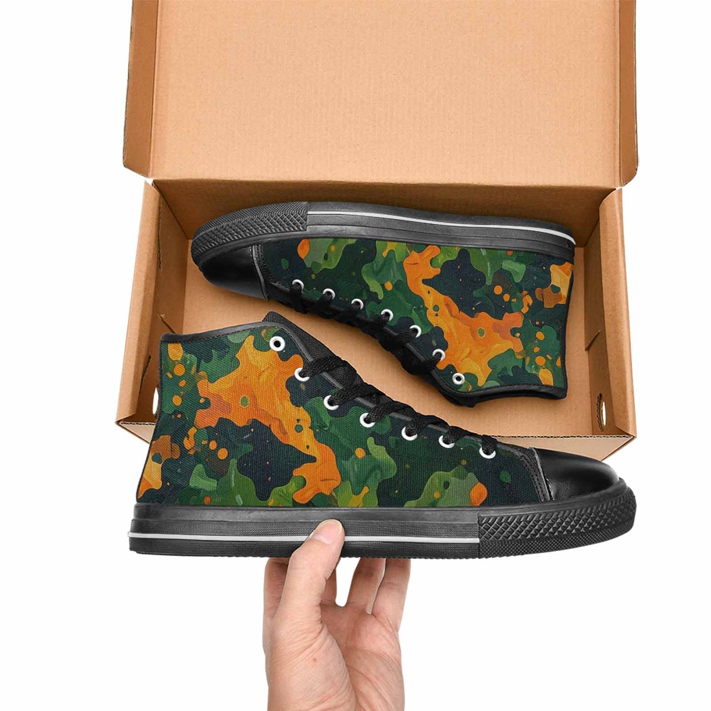 WOMEN'S Military Camouflage Blotch High Top Canvas Surreal Custom Sneakers