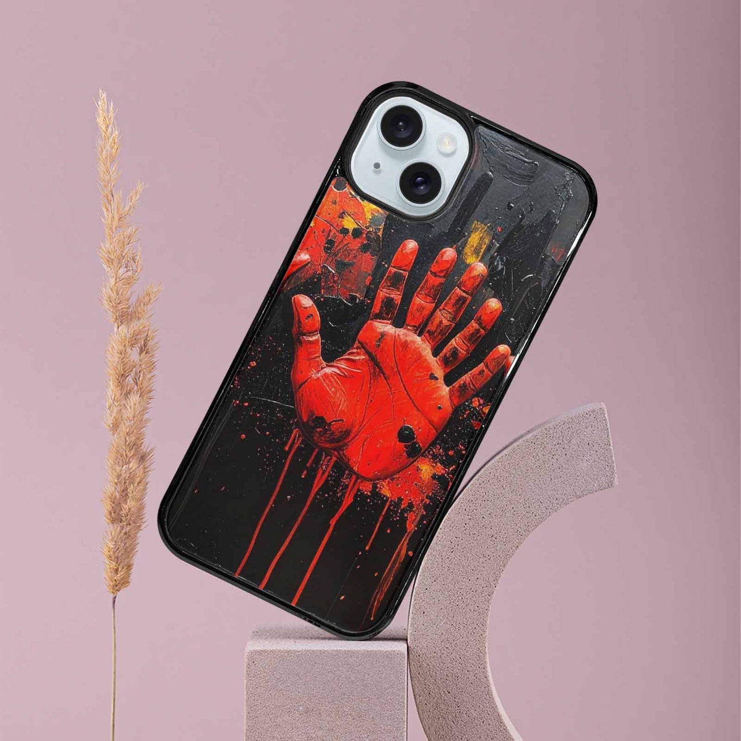 iPhone 15 Plus Case — Halloween Splatter Handprint Custom Personalized Phone, Custom Print Case Cover