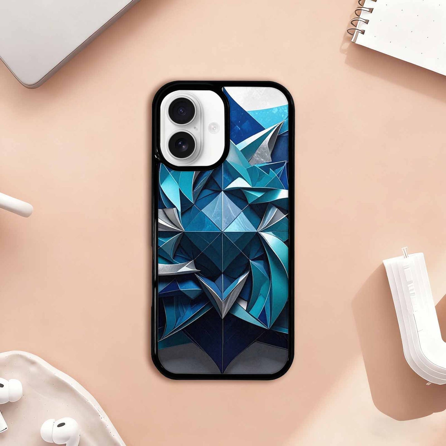iPhone 17 Case — Geometric Origami Art Pattern Original Art, Custom Printed Phone Case