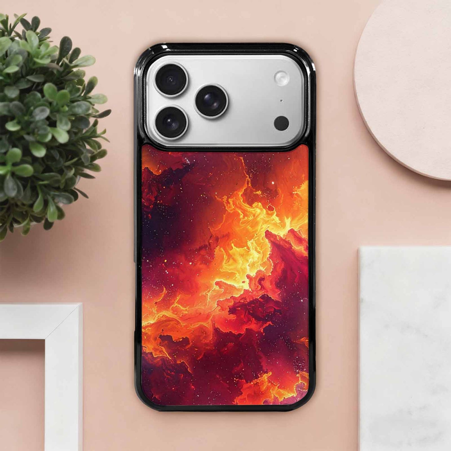 iPhone 17 Pro Max Case — Galaxy Art Red Orange Galaxy Space, Custom Designed Case Cover