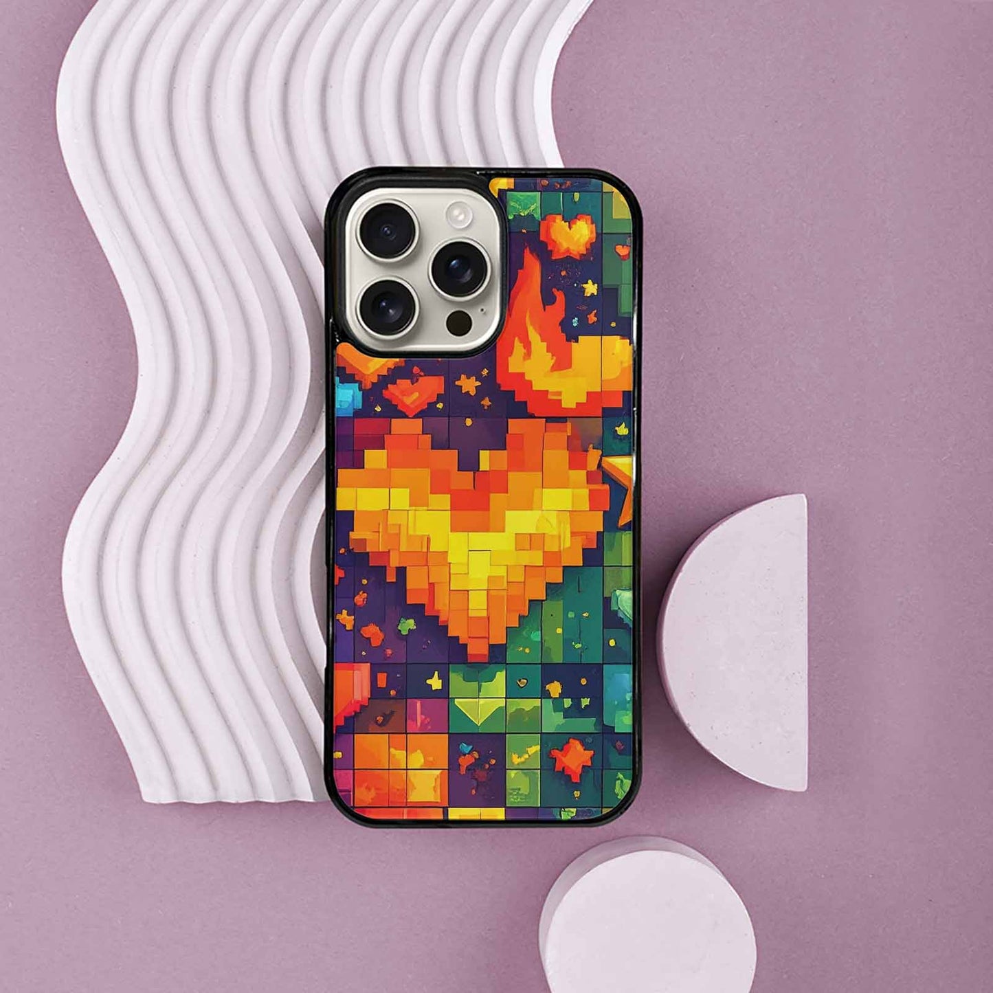 iPhone 16 Pro Max Case — Pixel Art 8 Bit Burst Pattern, Custom Phone Case