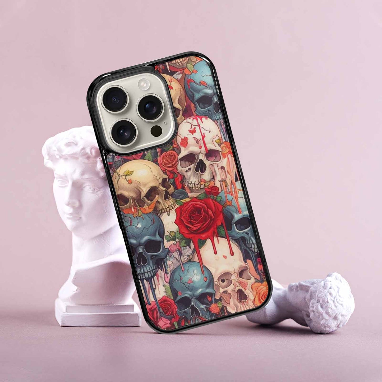 iPhone 16 Pro Case — Skulls And Roses Skulls And Roses, Customized Protective Case