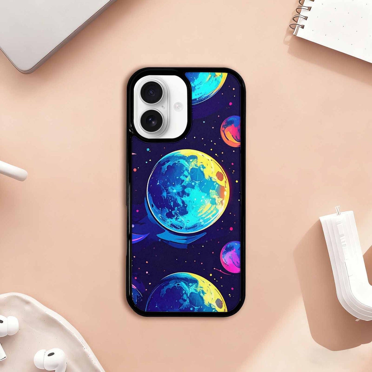 iPhone 17 Case — Neon Winter Moon Cartoon Cute, Personalized Phone Case