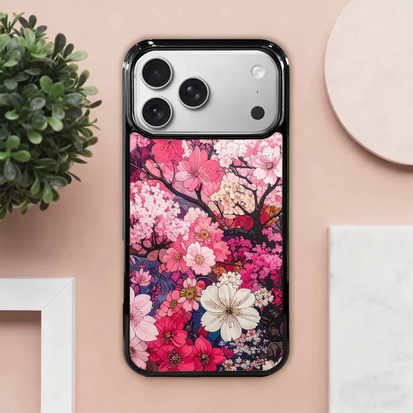 iPhone 17 Pro Max Case — Cherry Blossom Branch Pattern Original Art, Custom Print Case Cover