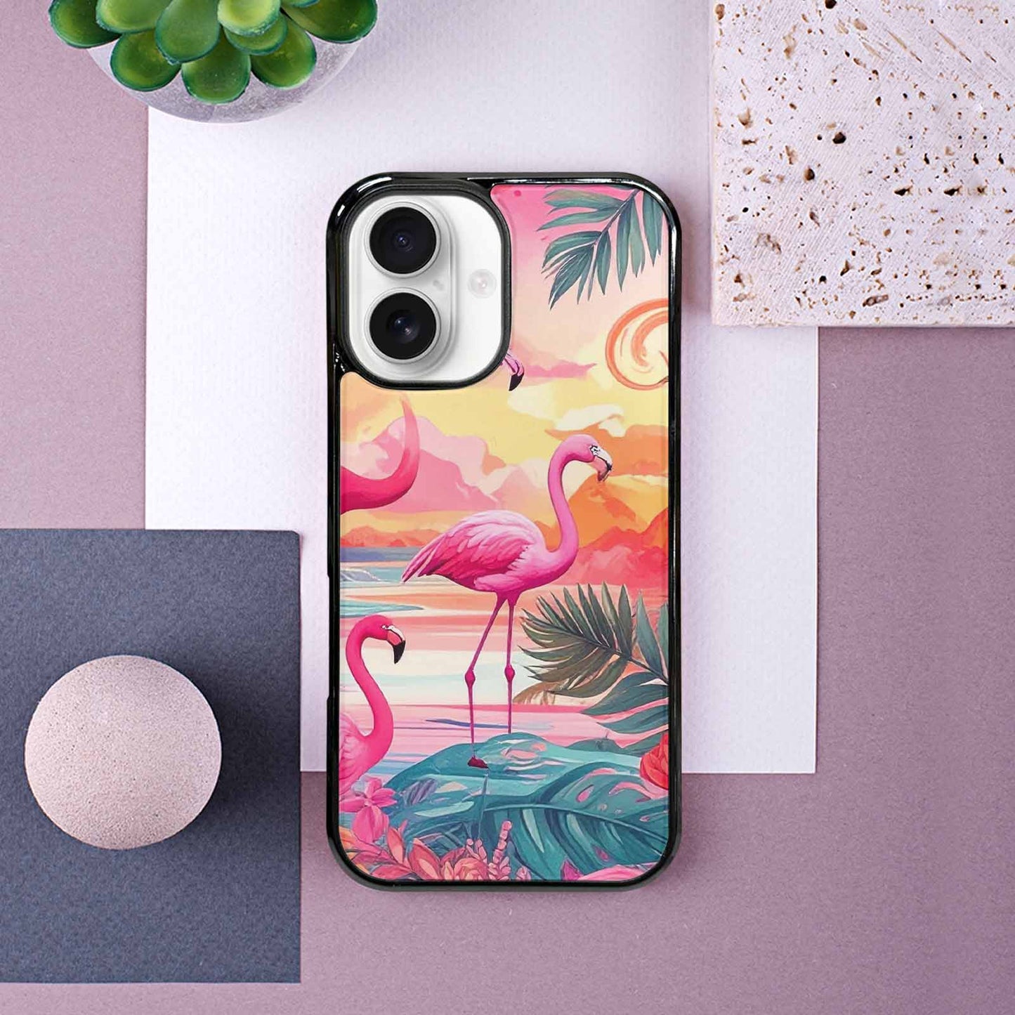 iPhone 16 Case — Flamingo Tropical Flamingo Tropical Pattern Hundreds, Unique Phone Case Design