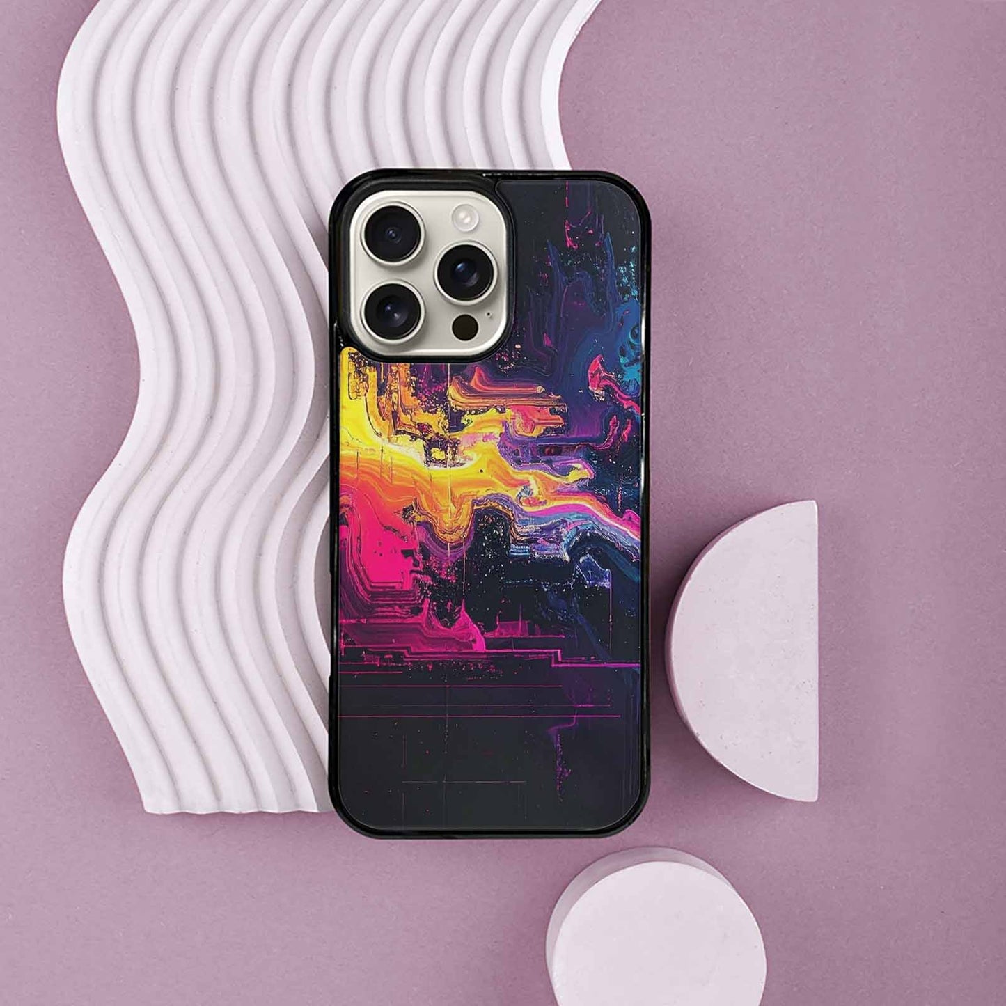 iPhone 16 Pro Max Case — Glitch Dark Art Seamless Pattern Vibrant, Original Design Phone Case