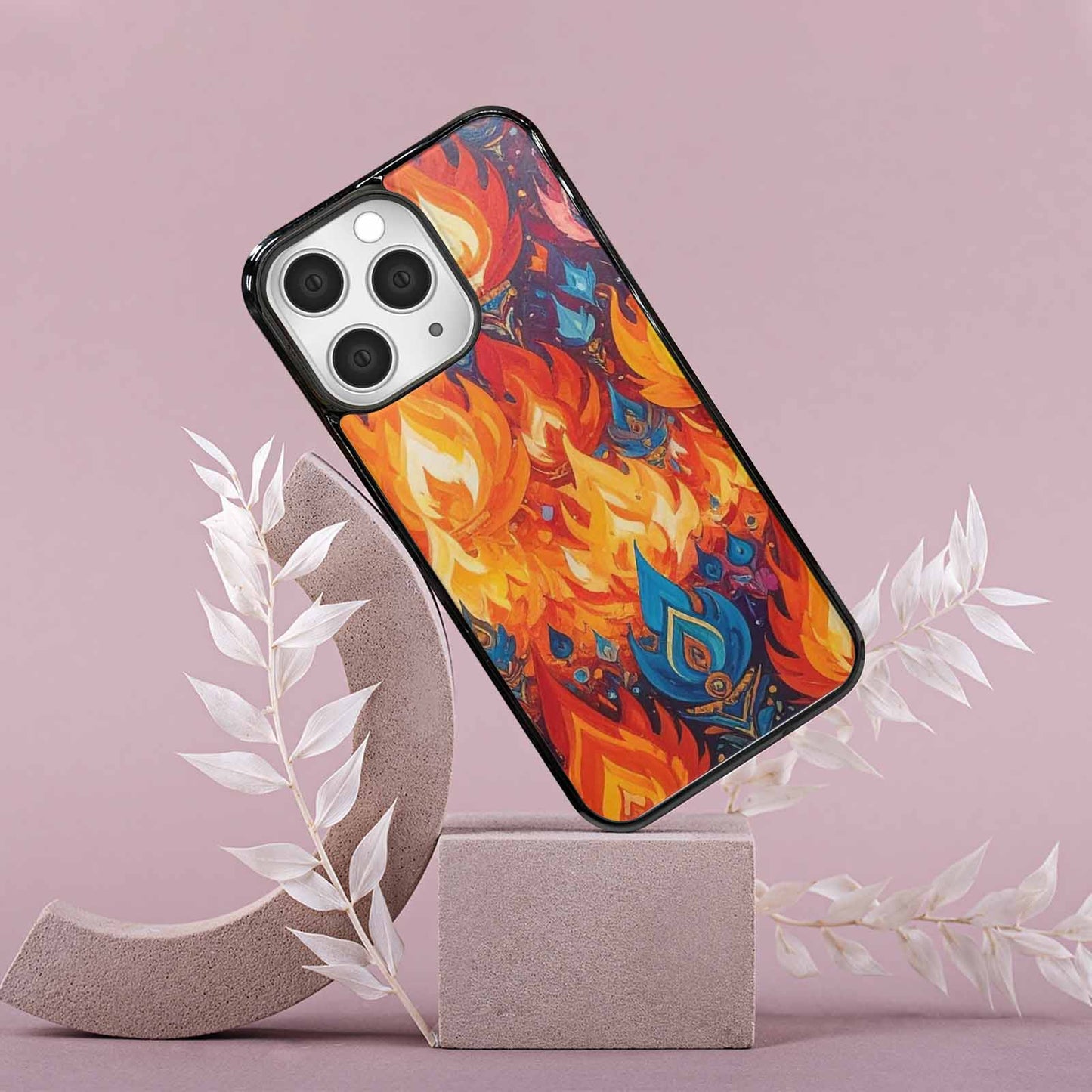 iPhone 15 Pro Max Case — Flame Burst Full Color Vibrant Flame, Custom Print Case Cover
