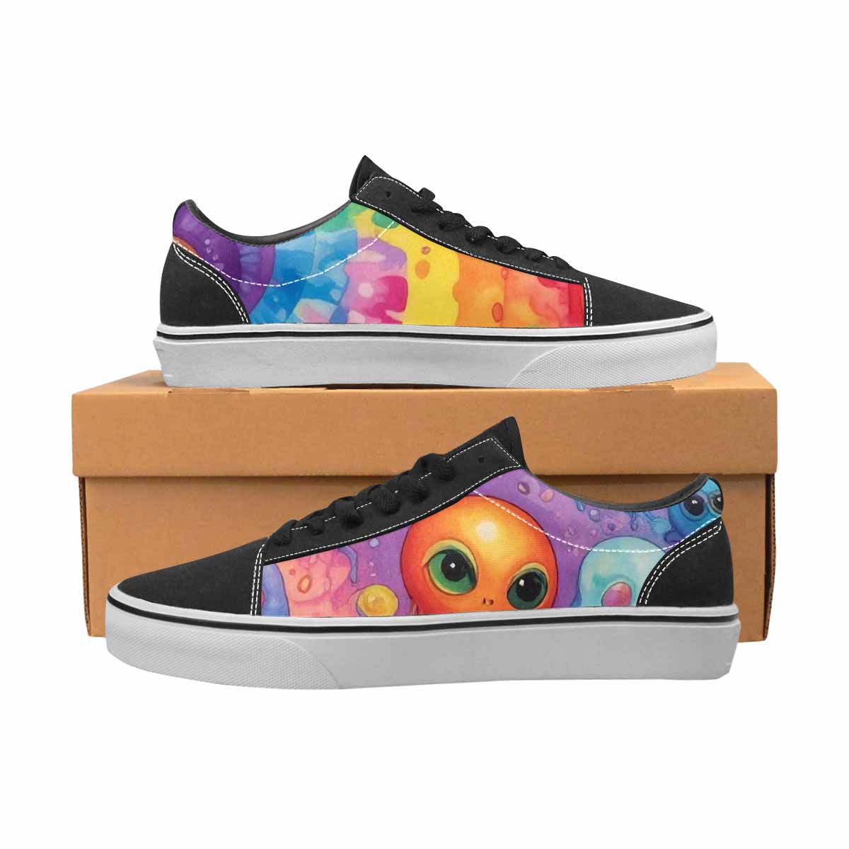 WOMEN'S Aliens Tie Dye Lace-Up Canvas Neon Fantasy Shoes