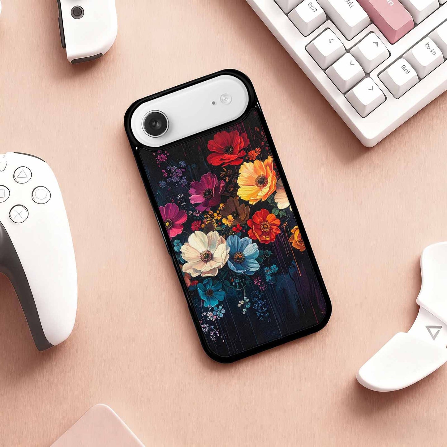 iPhone 17 Air Case — Shadowy Glitch Floral Pattern Hundreds Floral, Unique Phone Case Design