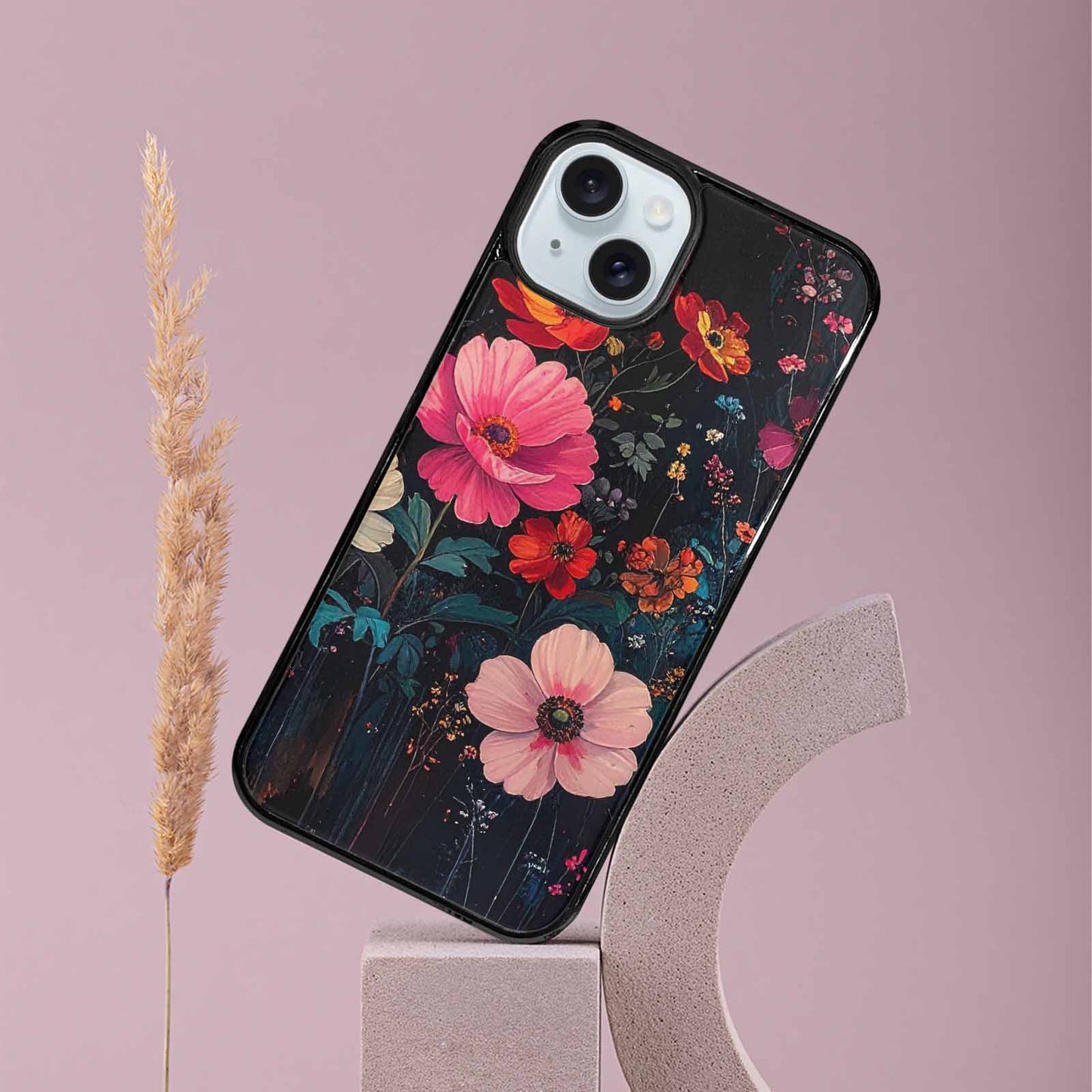 iPhone 15 Plus Case — Shadowy Glitch Floral Pattern Hundreds Of, Custom Print Case Cover