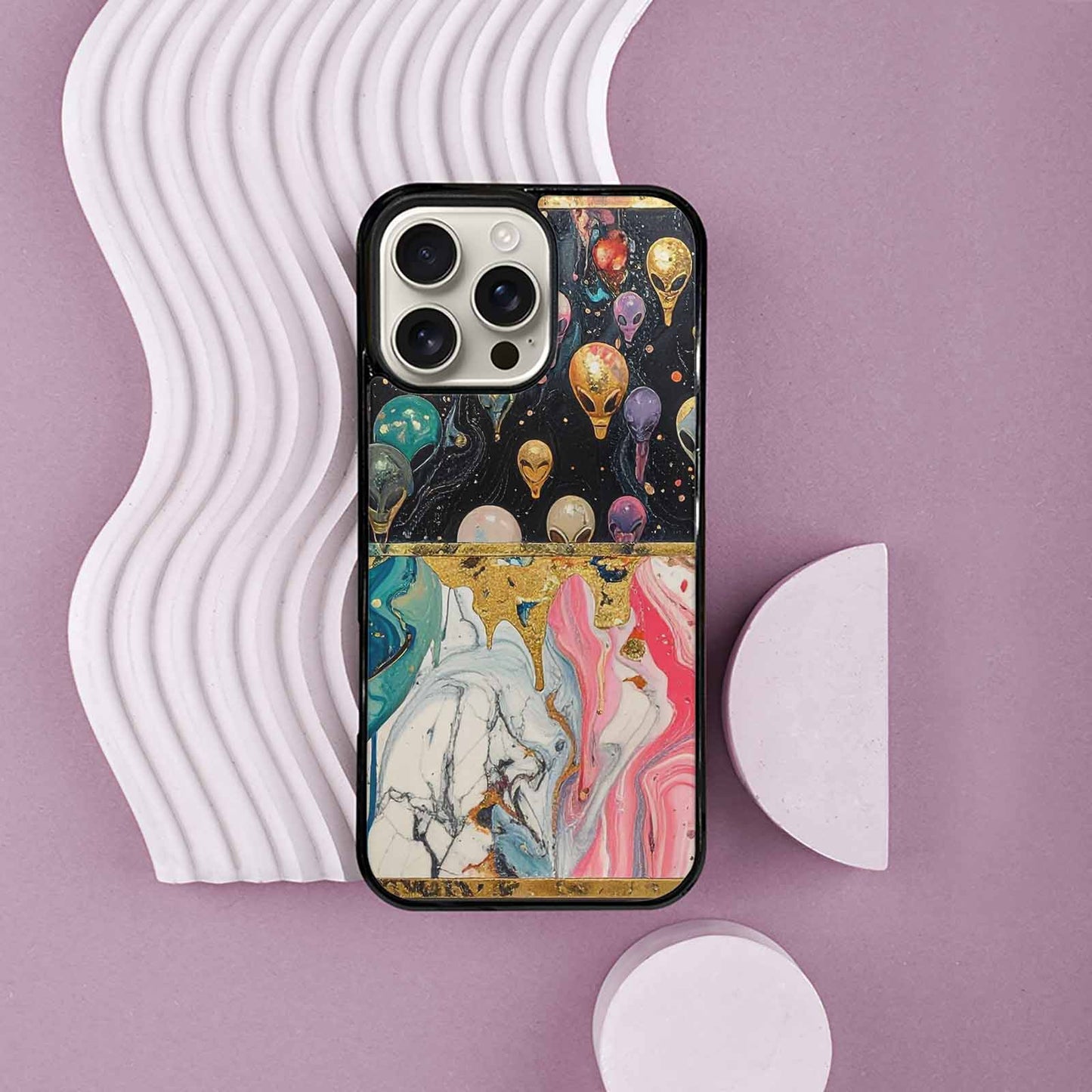 iPhone 16 Pro Max Case — Aliens Marblealiens Pattern Cyi, Custom Designed Case Cover